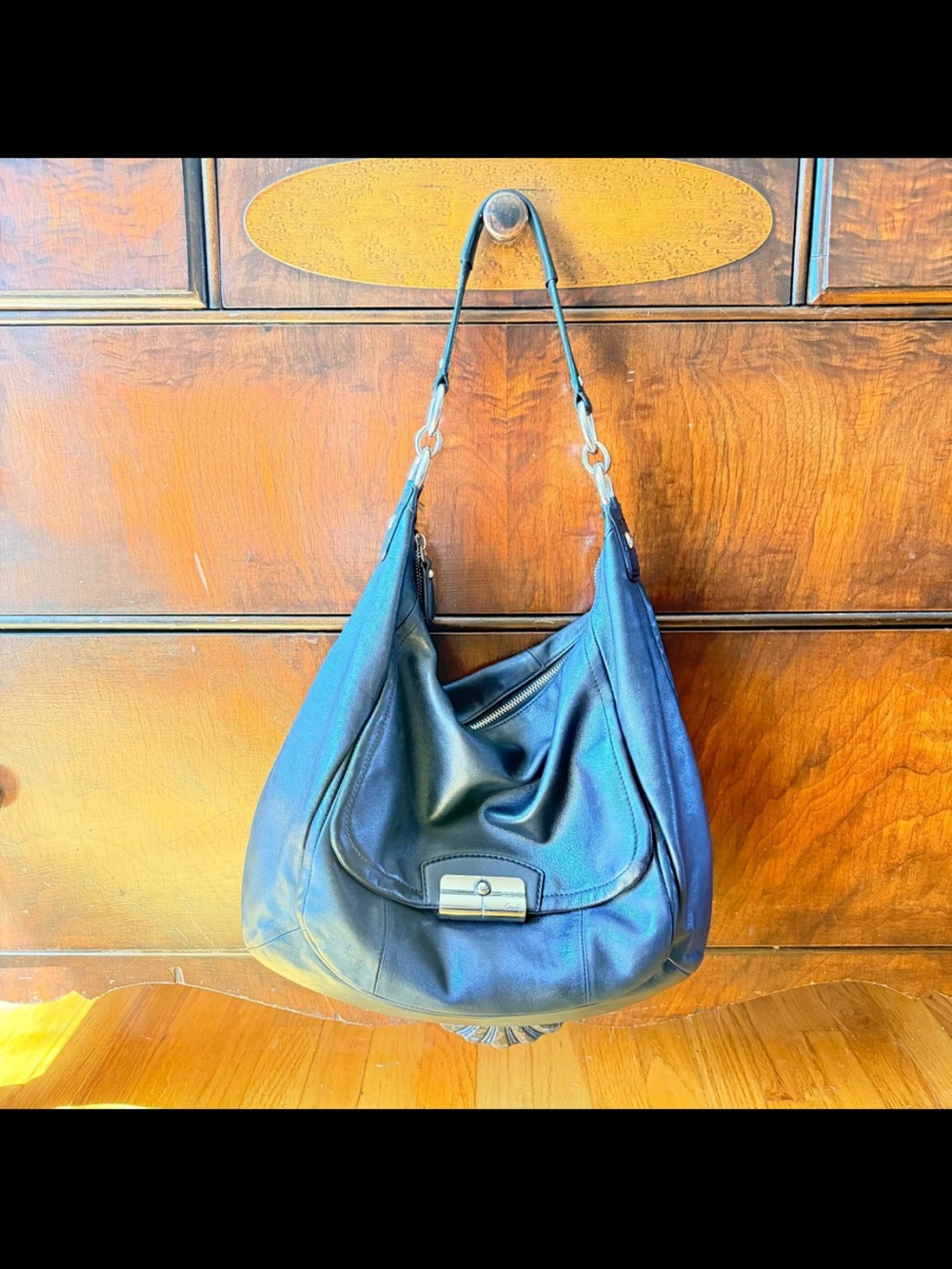 Vintage Coach Kristin L[hidden information] Black Leather Shoulder Bag